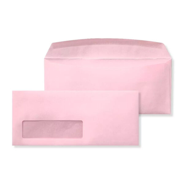#10 Machinable Window Gummed Baby Pink 32# Envelopes 4 1/4 x 9 1/2 BX500
