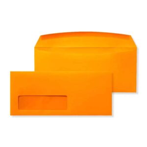 #10 Machinable Window Gummed Pumpkin Orange 32# Envelopes 4 1/4 x 9 1/2 BX500