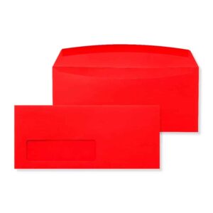 #10 Machinable Window Gummed Fire Engine Red 32# Envelopes 4 1/4 x 9 1/2 BX500
