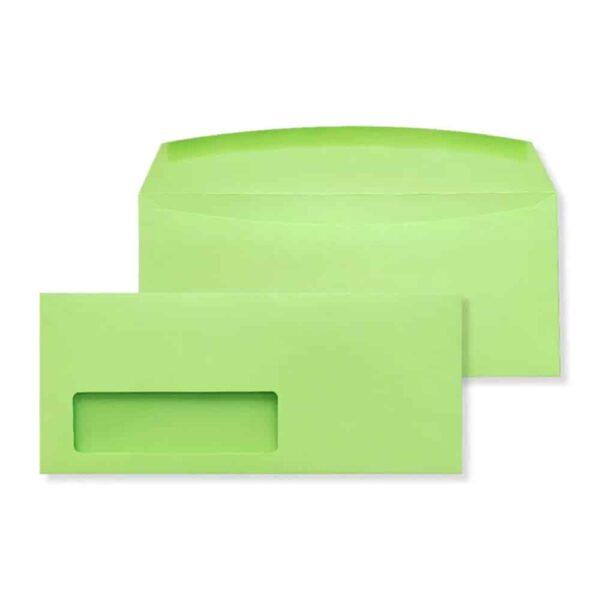 #10 Machinable Window Gummed Lime Green 32# Envelopes 4 1/4 x 9 1/2 BX500