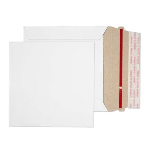 Stay-Flat Mailer Hot Melt Peel & Seal White Board 135# Cover Envelopes 6 1/2 x 6 1/2 BX200