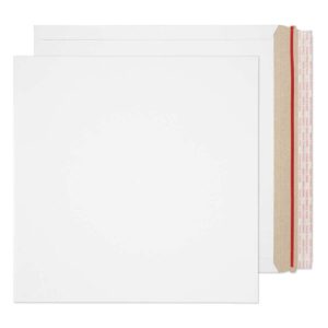 Stay-Flat Mailer Hot Melt Peel & Seal White Board 135# Cover Envelopes 13 3/8 x 13 3/8 BX100