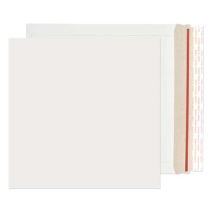 Stay-Flat Mailer Hot Melt Peel & Seal White Board 135# Cover Envelopes 9 3/4 x 9 3/4 BX100