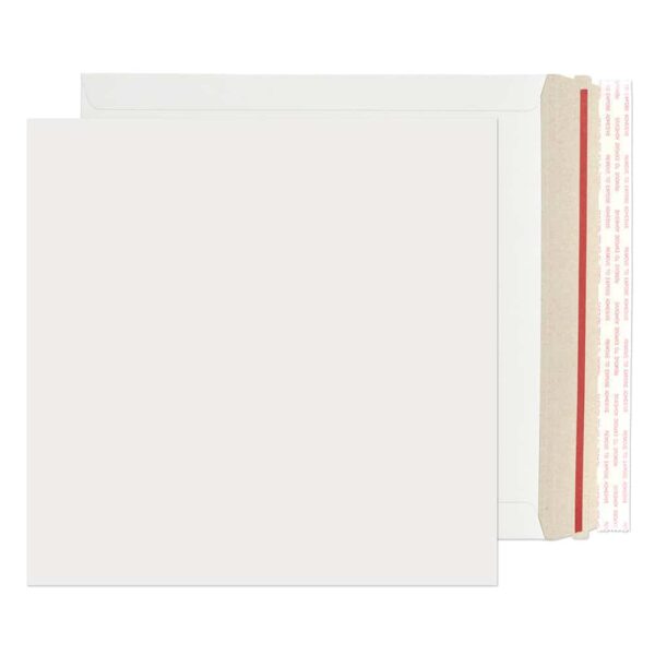Stay-Flat Mailer Hot Melt Peel & Seal White Board 135# Cover Envelopes 9 3/4 x 9 3/4 BX100