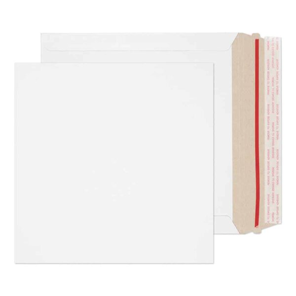 Stay-Flat Mailer Hot Melt Peel & Seal White Board 135# Cover Envelopes 8 5/8 x 8 5/8 BX200